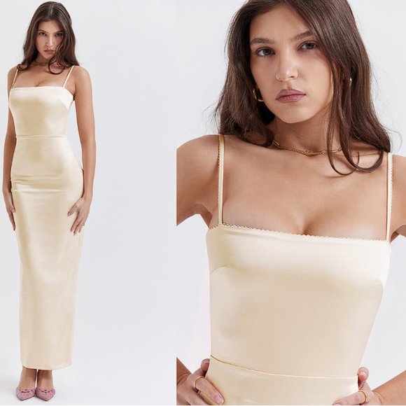 HOUSE OF CB 'Costanza' Vintage Cream Maxi Dress NWOT - Picture 3 of 13